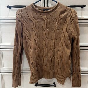 Ralph Lauren Cable Knit Crewneck Sweater - Camel